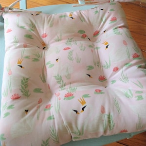 Swan Seat Cushion, Tufted Chair Pad, Pale Pink, Rocking Chair, Custom Seating, Baby Nursery, Gift, Highchair
