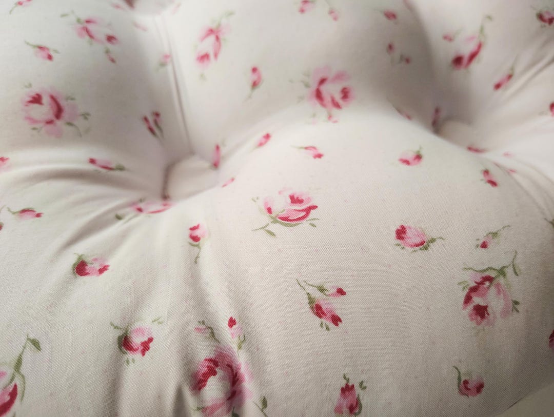 Rosebud Floral Tufted Chair Pad: Shabby Chic Nursery Cushion - Etsy