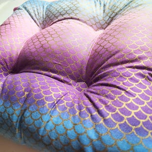 Mermaid Seat Cushion, Tufted Pad, Purple, Blue, Custom, Gold, Cushion, Seat Kids Rocking, 12 inch only