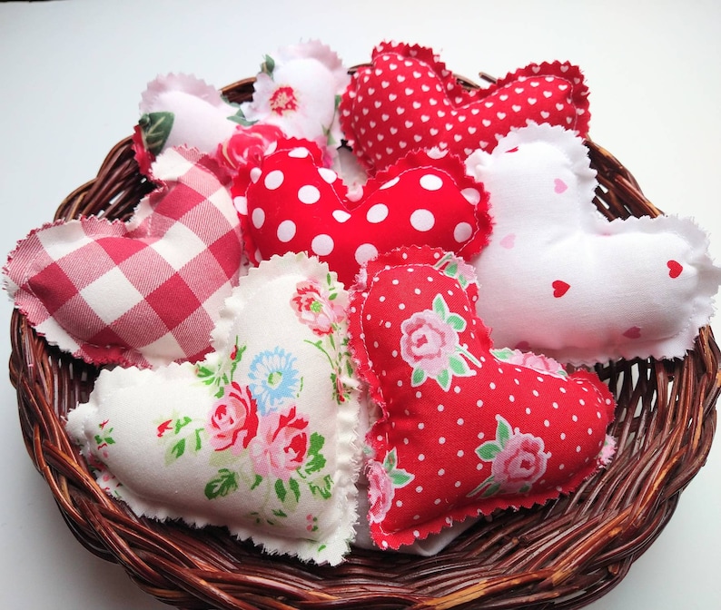 Valentines Heart Pillows Set of 7 Red and Pink Fabric Etsy