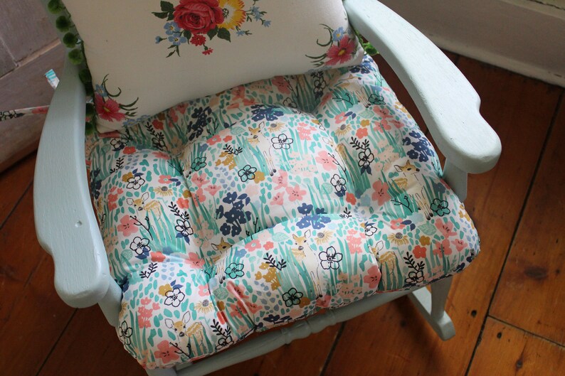 Fawn Chair Pad Floral Baby Deer Doe Watercolor Tufted Etsy