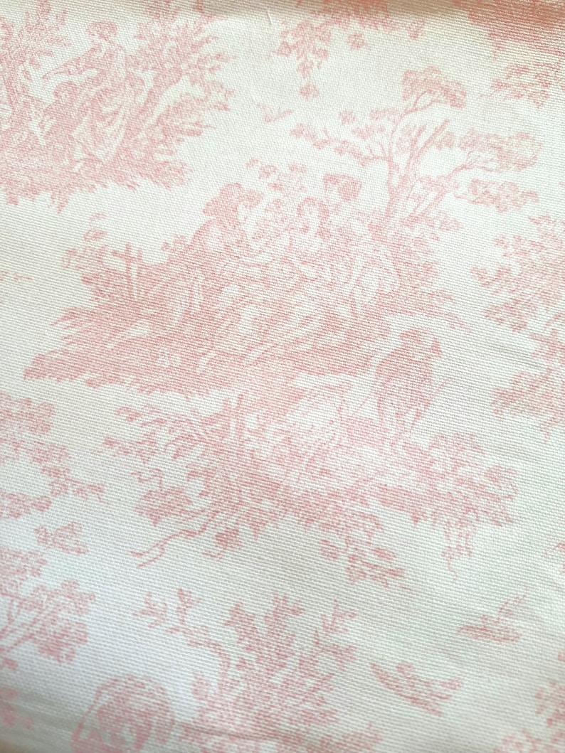 Pink Toile Seat Cushion, Pink and White Tufted Chair Pad, French Country, Rocking chair Chair, shabby cottage chic decor, Baby Nursery image 7