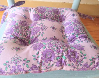 Purple Cushion, Tufted Pad, Lavender, Polka dot Custom, Shabby Chic Cushion, Seat Kids Rocking, 12, 14, 16 Inch, Nursery
