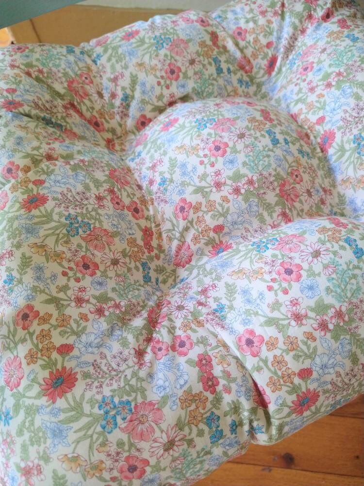Floral Chair Pad Tufted Cushion Shabby Chic Seat Kids Room Etsy