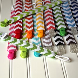 Personalized Pacifier Clips with plastic clip, Chevron Pacifier Clips Mam Gumdrop Nuk Avent Soothie Binky Clips zdjęcie 3