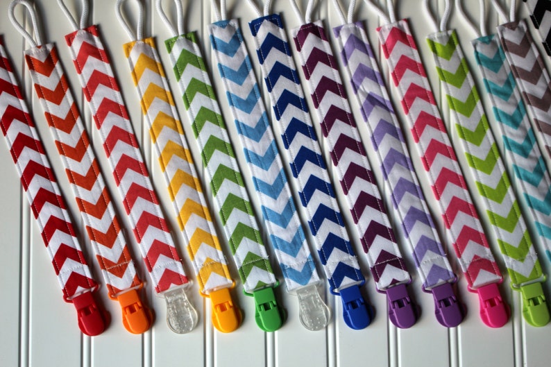 Personalized Pacifier Clips with plastic clip, Chevron Pacifier Clips Mam Gumdrop Nuk Avent Soothie Binky Clips image 4