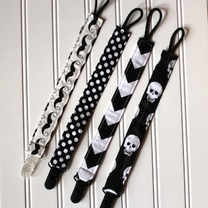 Boys Pacifier or Toy Clip - Riley Blake Geekly Chic Pacifier Clip with plastic clip, Soothie Clip, Pacifier Holder, Pacifier clip, Binky