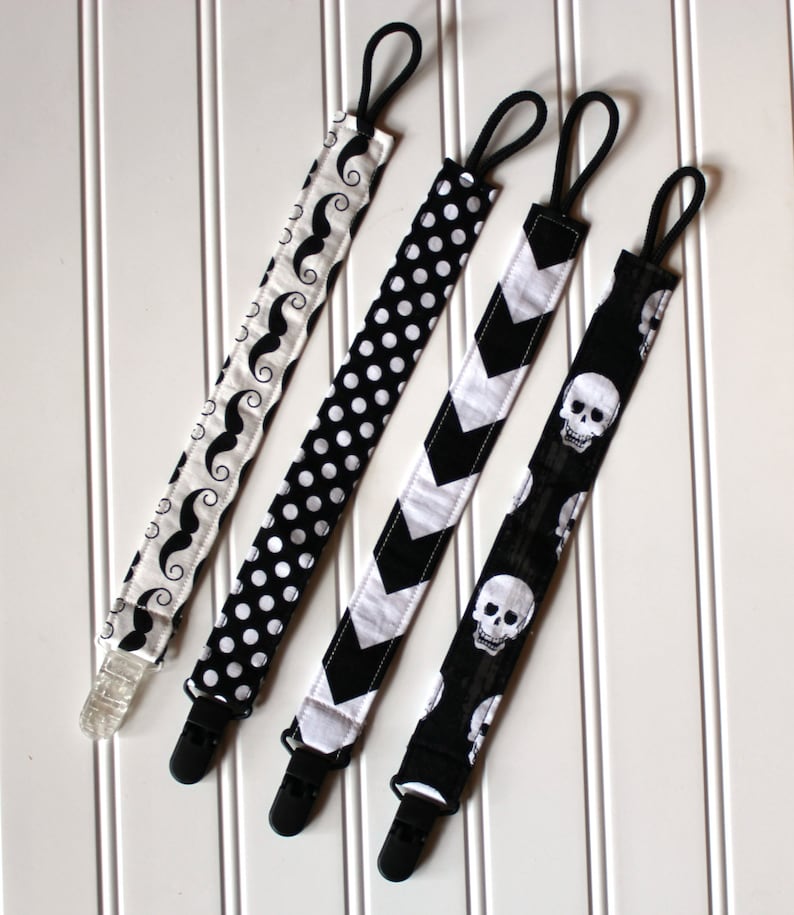 Boys Pacifier or Toy Clip Skull Pacifier Clip Mustache Etsy