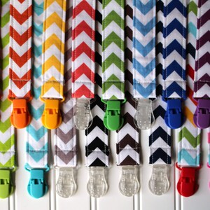 Personalized Pacifier Clips with plastic clip, Chevron Pacifier Clips Mam Gumdrop Nuk Avent Soothie Binky Clips image 2