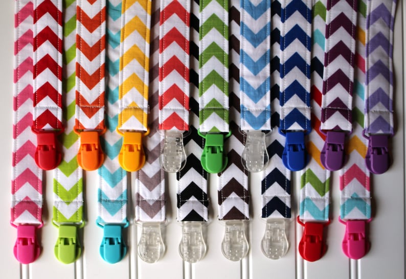 Personalized Pacifier Clips with plastic clip, Chevron Pacifier Clips Mam Gumdrop Nuk Avent Soothie Binky Clips zdjęcie 2