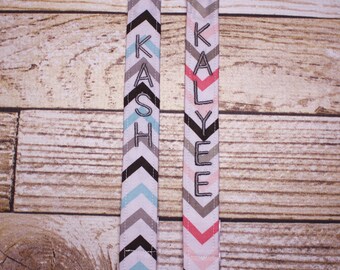 Personalized Pacifier Clips with plastic clip, Michael Miller Chevron Pacifier Clips - Mam Gumdrop Nuk Avent Soothie Binky Clips