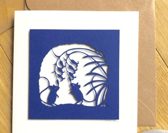 Two Wood Mice, Laser Cut Eco-friendly Greeting Card, BLANK, Individually Signed, Paper Cut Art, Wildlife Art
