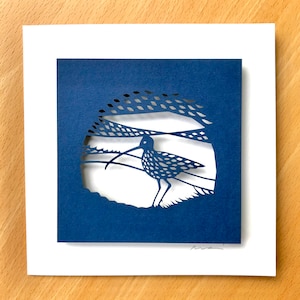 Curlew, Laser Cut Eco-friendly Greeting Card, BLANK, Individually Signed, Paper Cut Art, Wildlife Art image 1