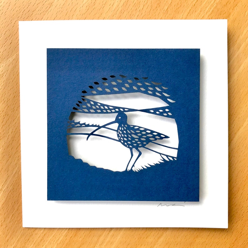 Curlew, Laser Cut Eco-friendly Greeting Card, BLANK, Individually Signed, Paper Cut Art, Wildlife Art image 1