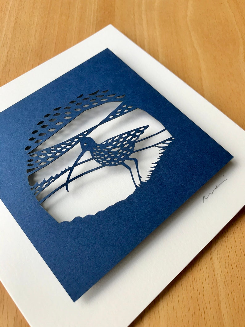 Curlew, Laser Cut Eco-friendly Greeting Card, BLANK, Individually Signed, Paper Cut Art, Wildlife Art image 4