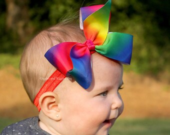 rainbow baby bow