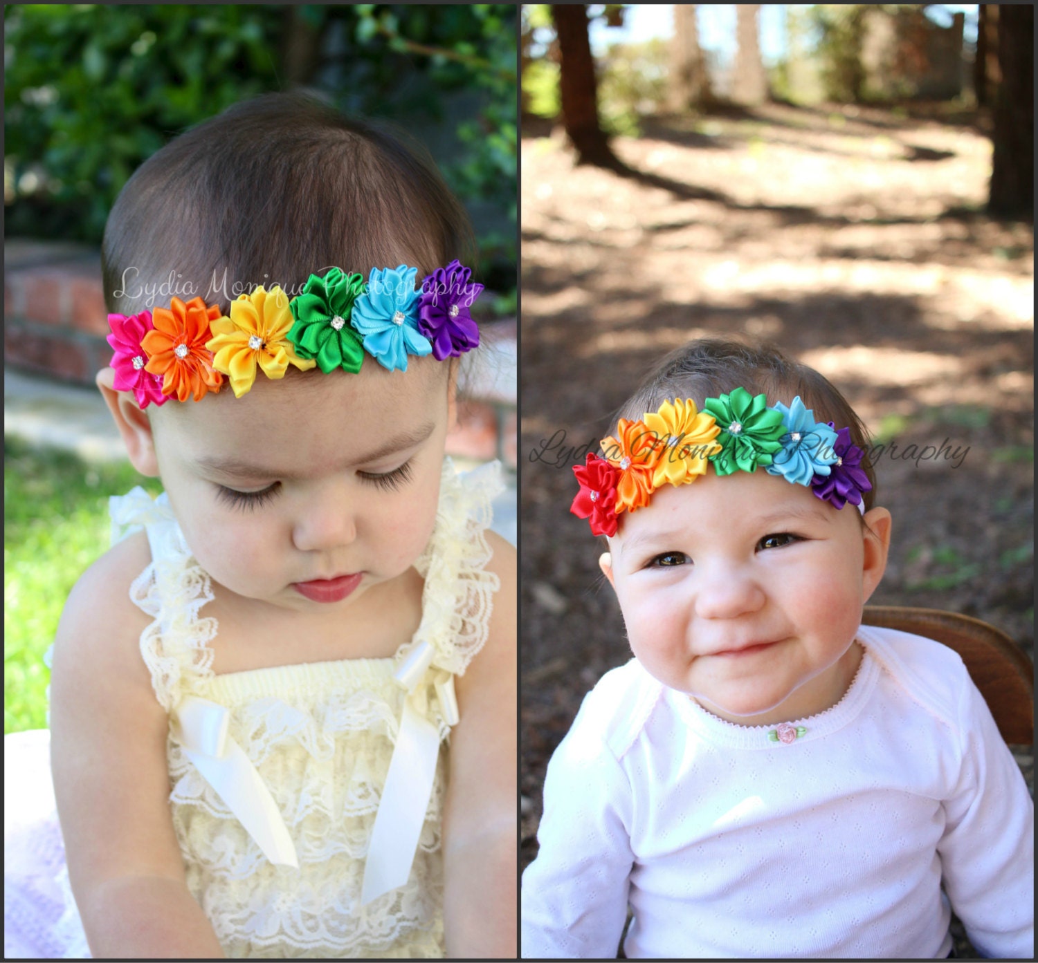 Rainbow Baby headbands baby girl headbands flower headband Etsy