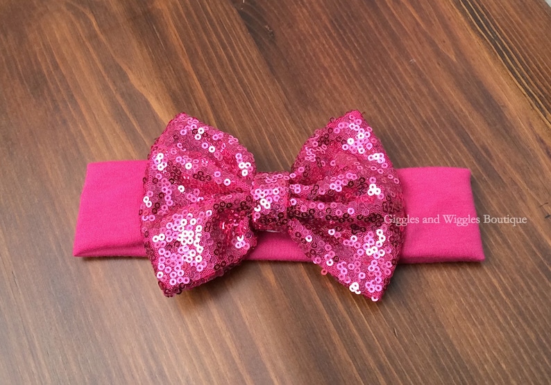 baby first birthday Baby girl headbands infant head wrap sequin bow headband raspberry bow baby head wrap pink baby bow
