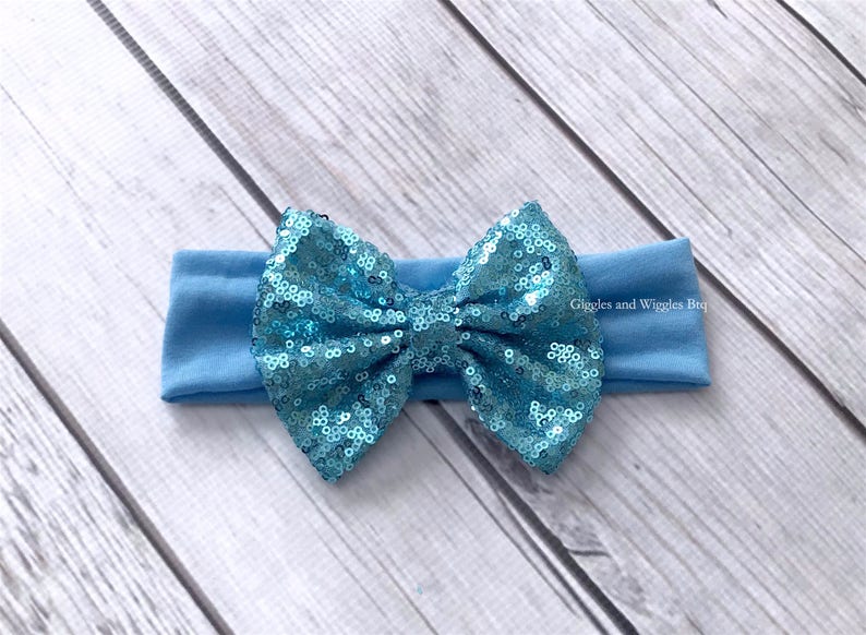 infant headband baby girl headband sparkle bow infant head wrap 1st birthday Baby headbands baby bows blue bow headband