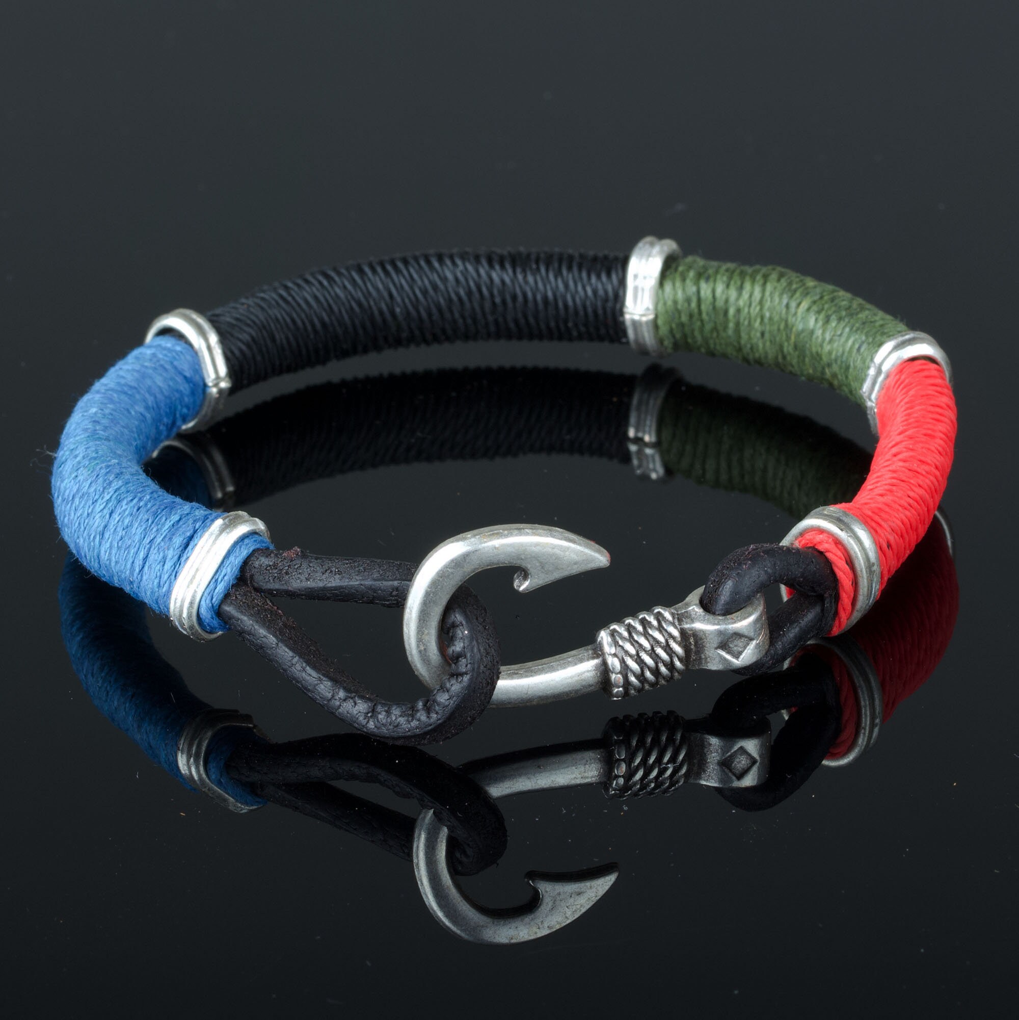 Men's leather bracelet for Boyfriend Fish hook bracelet Etsy