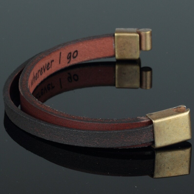 Bronze Anniversary Gift Men Custom Leather Bracelet Message Etsy