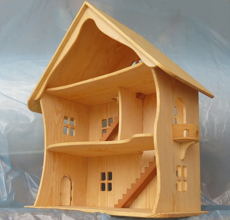Handmade wooden dollhouse organic / Natural Wooden Dollhouse Etsy