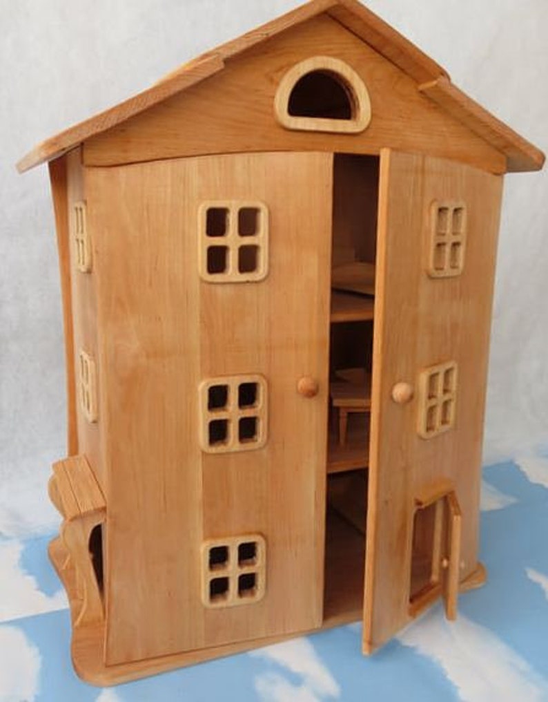 Handgefertigte Holz Puppenhaus aus Erdholz / BioTüren öffnen Etsy