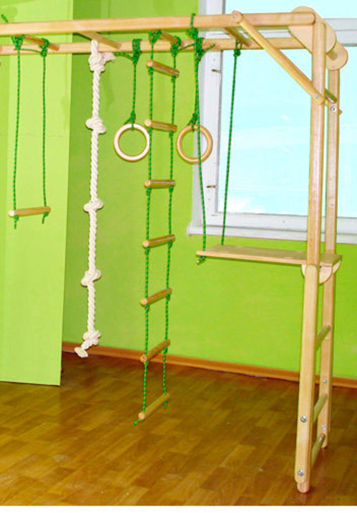 Wooden Playground with hammock for home wall ladder indoor Etsy