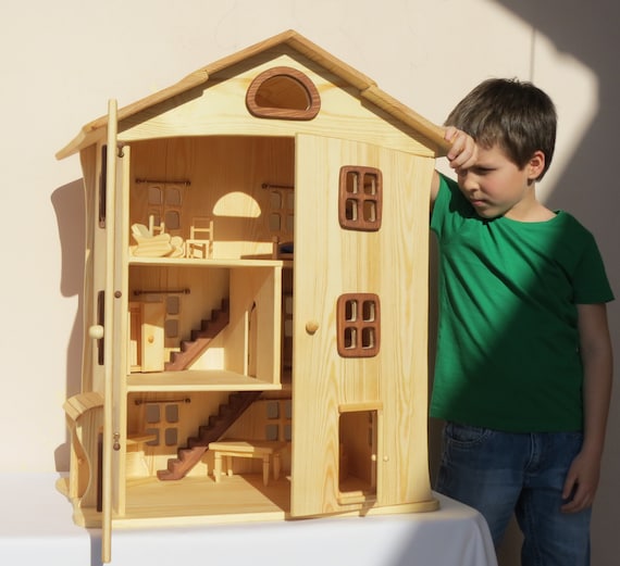 handmade wooden dollhouse