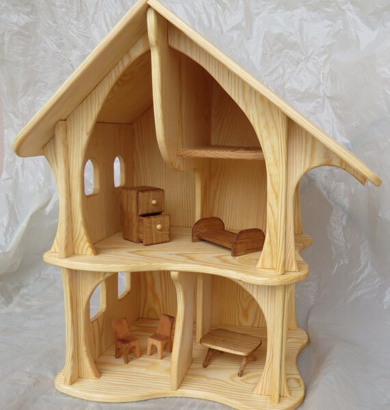 Handmade Wooden Dollhouse Organic Natural 50