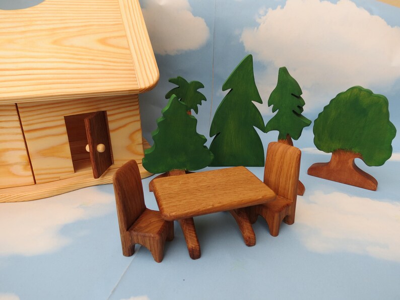 Handmade wooden dollhouse organic / Natural Wooden Dollhouse Etsy