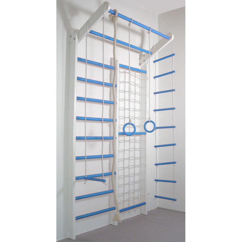 Swedish Ladder wall bars Wooden Set Sports corner grid mesh Etsy