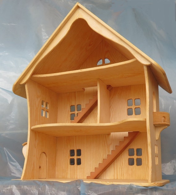 Handmade wooden dollhouse organic 