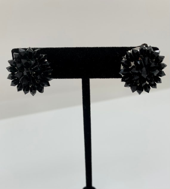 Vintage Beaded Earrings in Black, 1950s - image 5