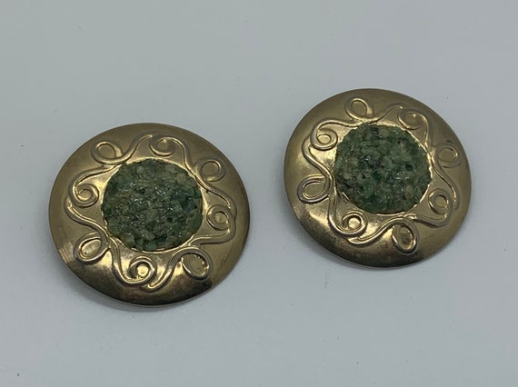 Large Circular Statement Earrings, Vintage - image 1