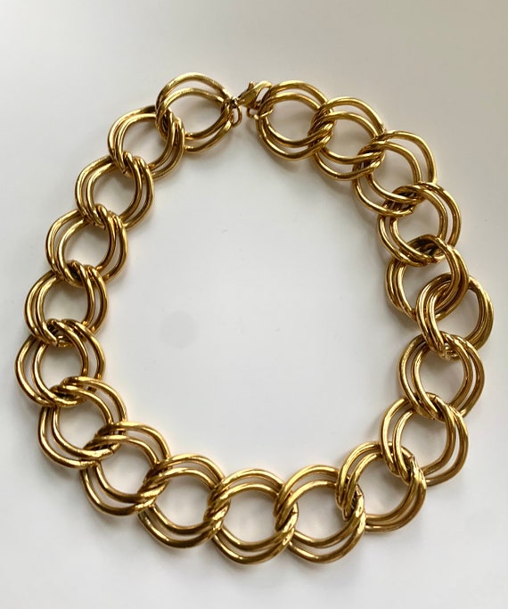 Chunky Gold Tone Chain Necklace, Vintage - image 4