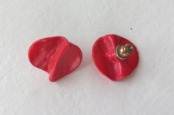 Red Retro Button Earrings - image 4