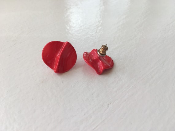 Red Retro Button Earrings - image 6