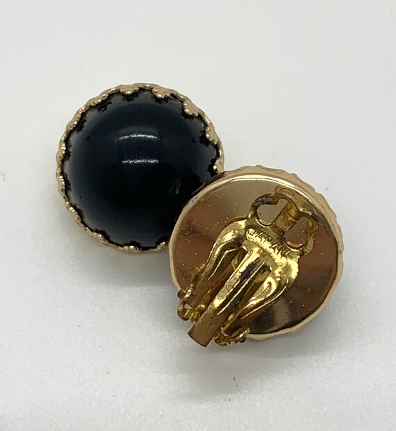 Vintage Black Circular Earrings, Made in Japan - image 3