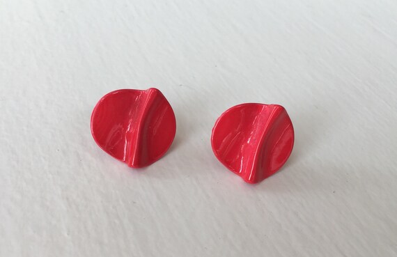 Red Retro Button Earrings - image 5