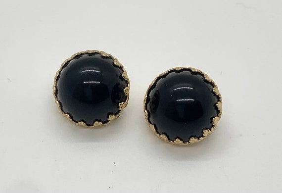 Vintage Black Circular Earrings, Made in Japan - image 7