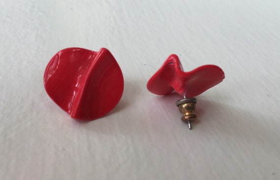 Red Retro Button Earrings - image 2