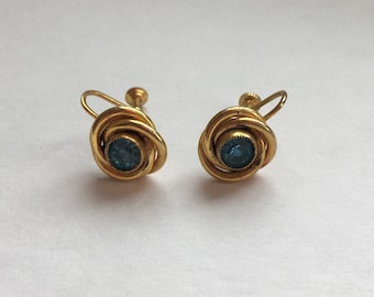 Petite Blue and Gold Earrings