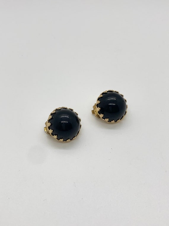 Vintage Black Circular Earrings, Made in Japan - image 4