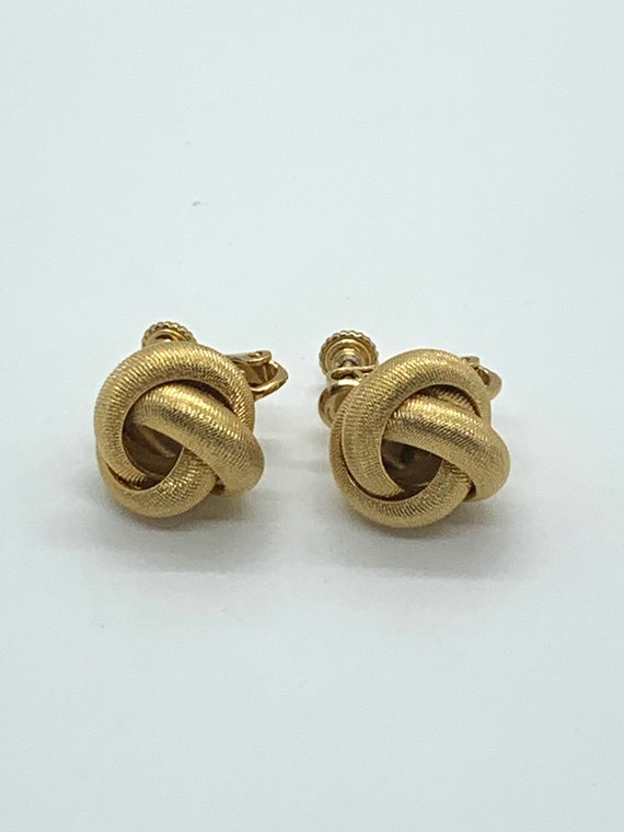 Gold Tone Knotted Earring, Vintage