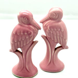 Pink Pair of Cranes/Flamingos, Mid-Century Pottery