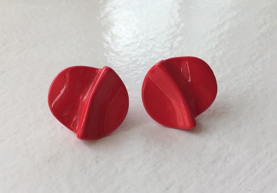 Red Retro Button Earrings - image 3