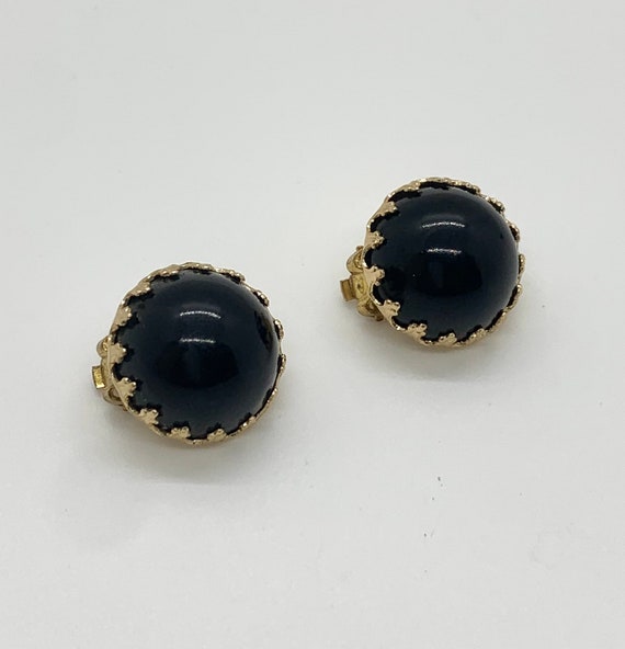 Vintage Black Circular Earrings, Made in Japan - image 6