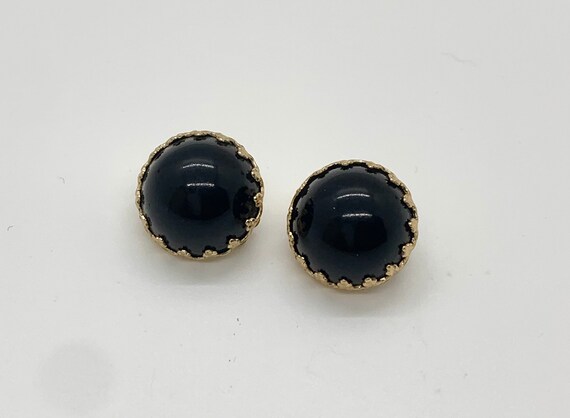 Vintage Black Circular Earrings, Made in Japan - image 5