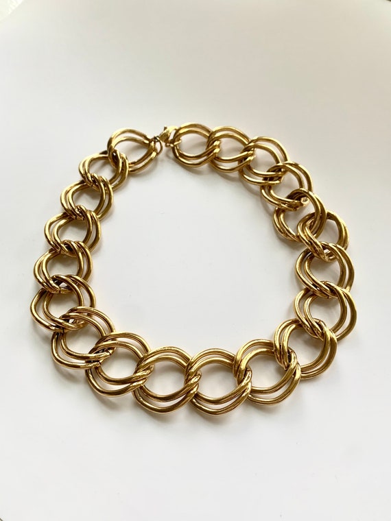 Chunky Gold Tone Chain Necklace, Vintage - image 3